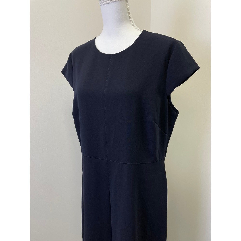 Hobbs London Navy Blue Fit and Flare A-Line Cap Sleeve Dress Size US 14 Office - Picture 3 of 15